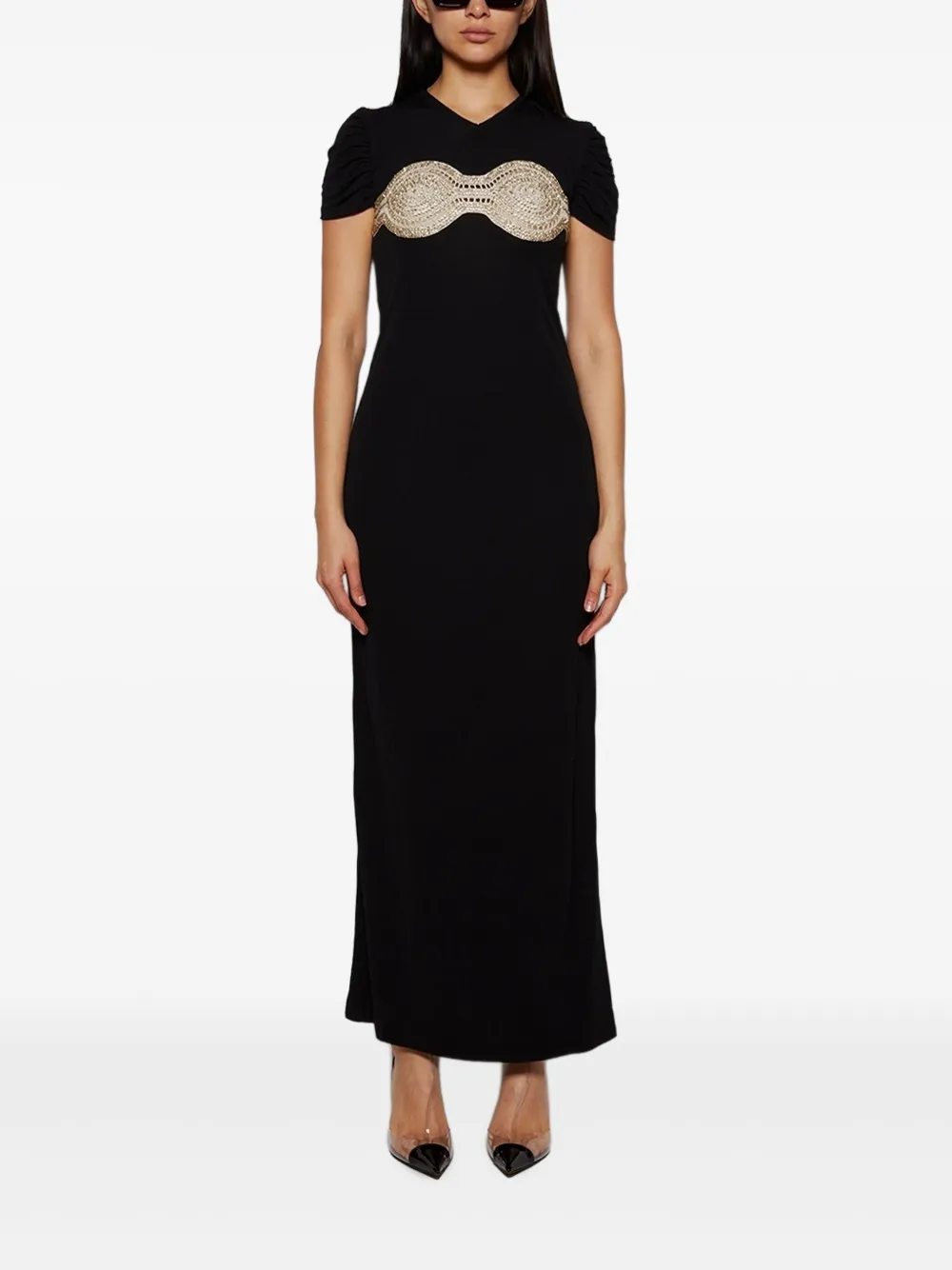 Christopher Esber crochet crystal tee dress - Zwart