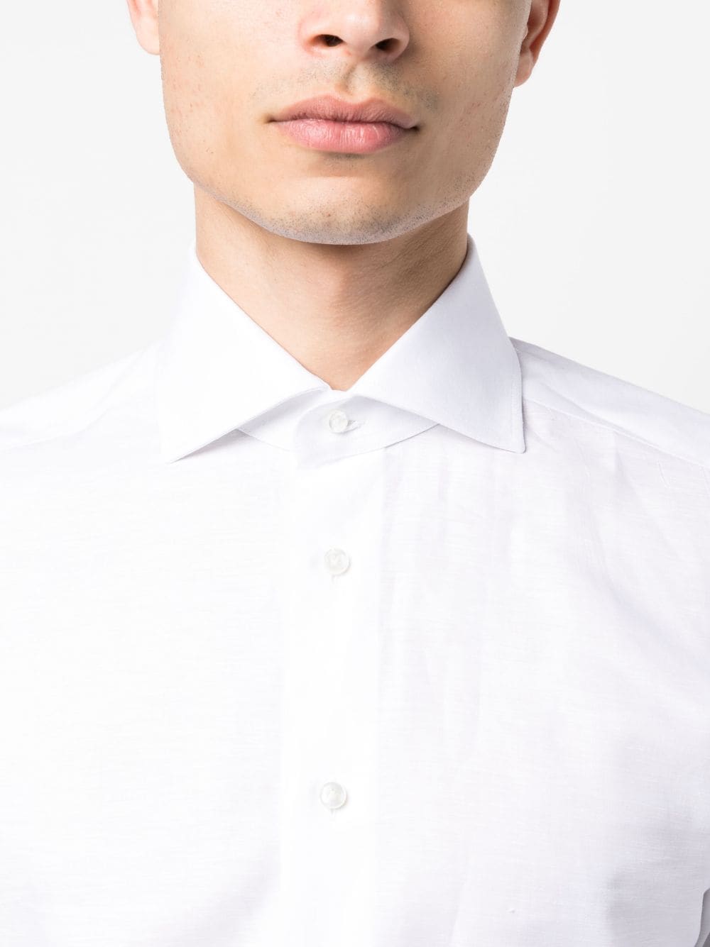 Shop Barba Slub-texture Buttoned Shirt In White