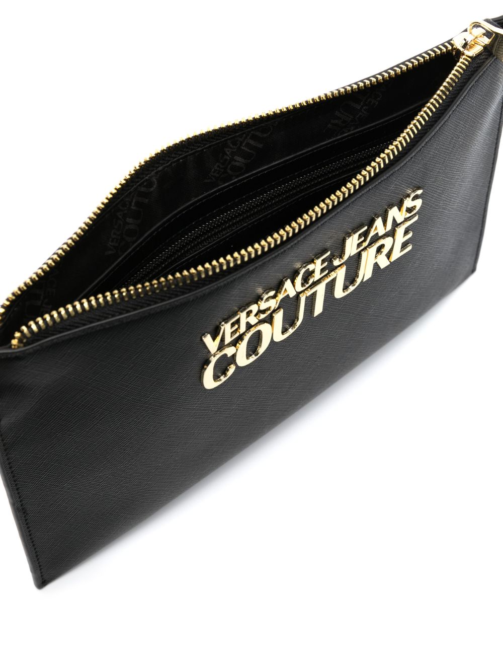 Shop Versace Jeans Couture Logo-plaque Detail Clutch Bag In Schwarz