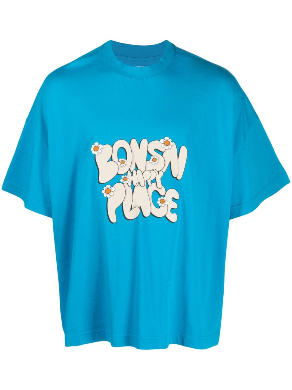 Bonsai logo-print cotton T-shirt - Blue