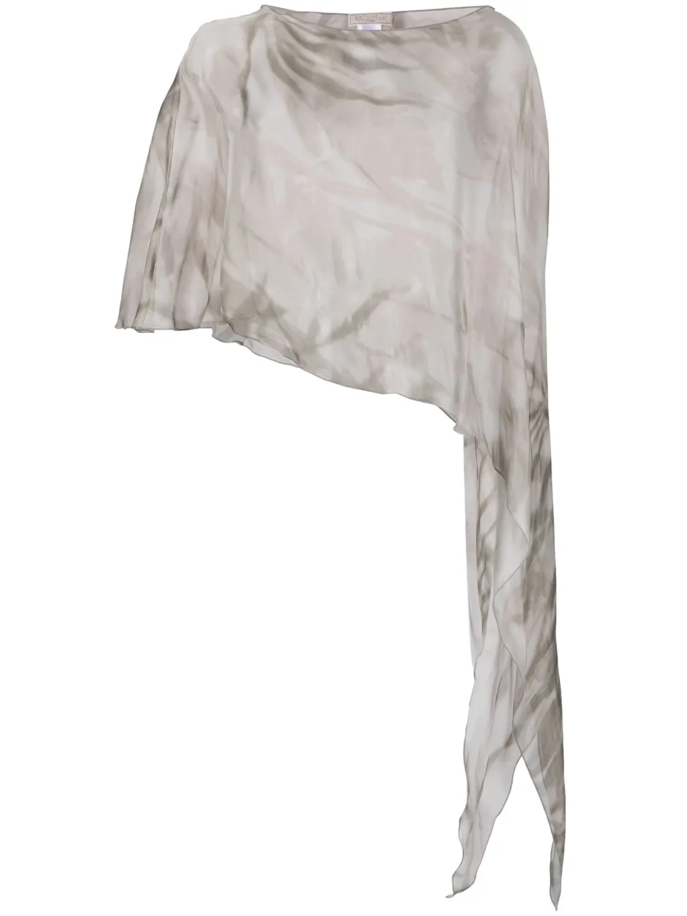 Antonelli Melone Silk Printed Shawl In Grey