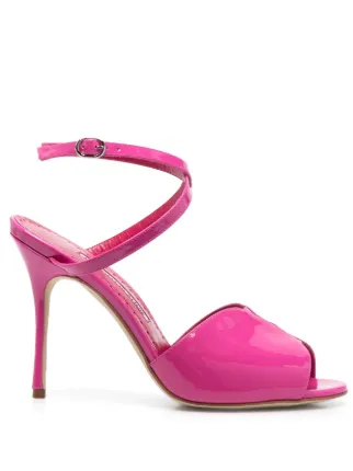 サンダル・ミュール Manolo Blahnik Hourani Patent Leather Sandals MANOLO BLAHNIK Hourani 105 patent-leather sandals | THE OUTNET