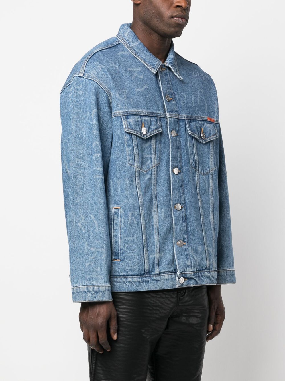 Shop Martine Rose Graphic-print Denim Jacket In Blau