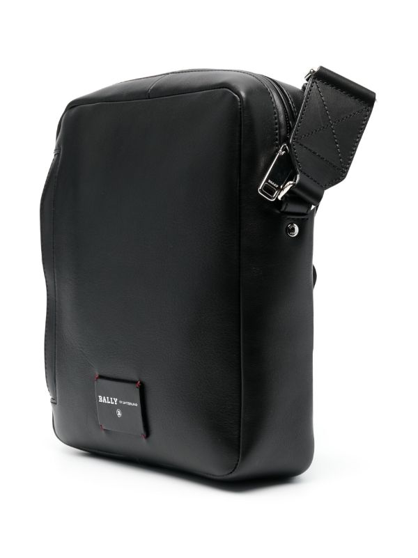 BALLY Black Leather Shoulder Strap Messenger Bag