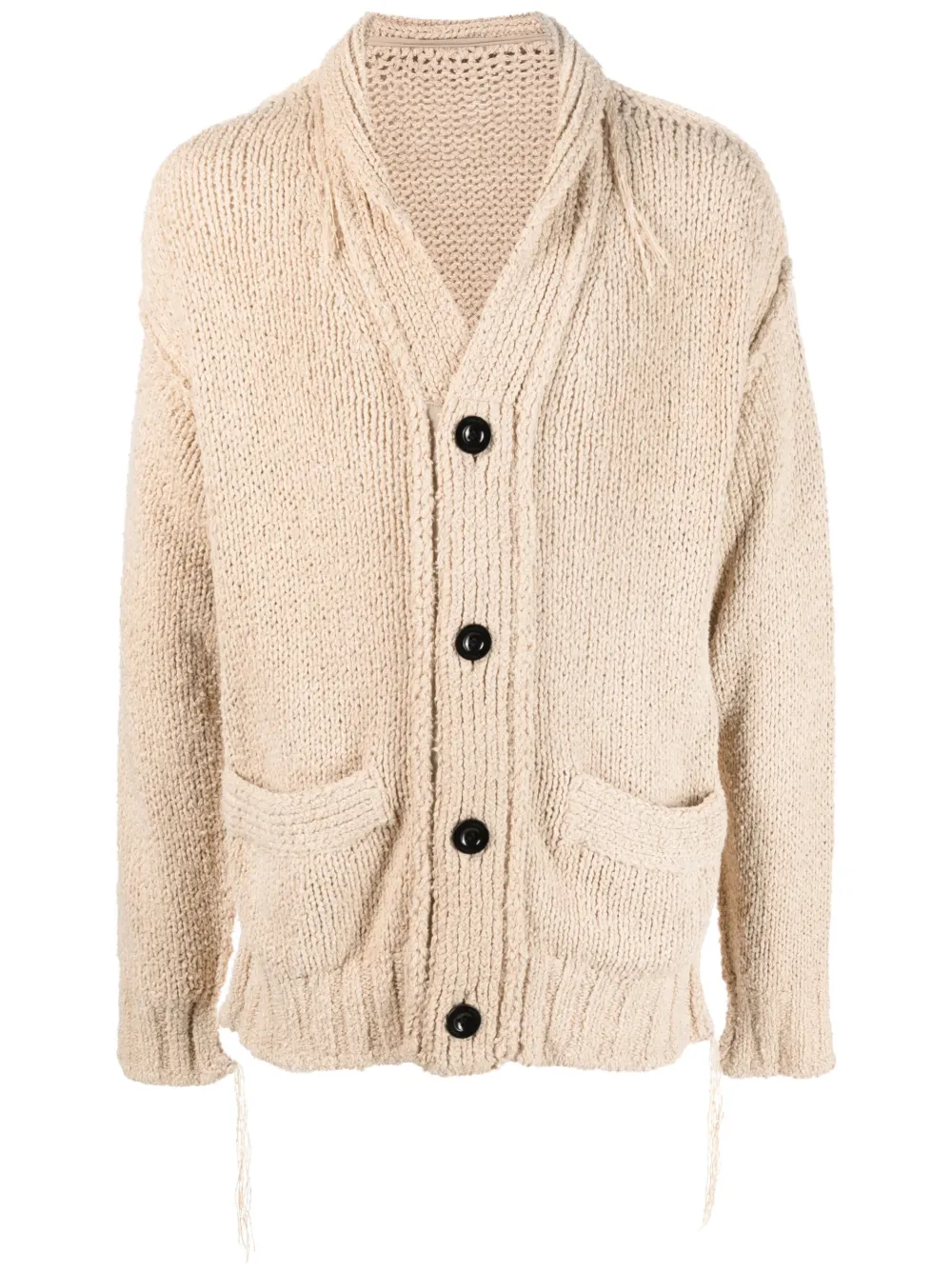 sacai intarsia-knit drop-shoulder cardigan - Brown