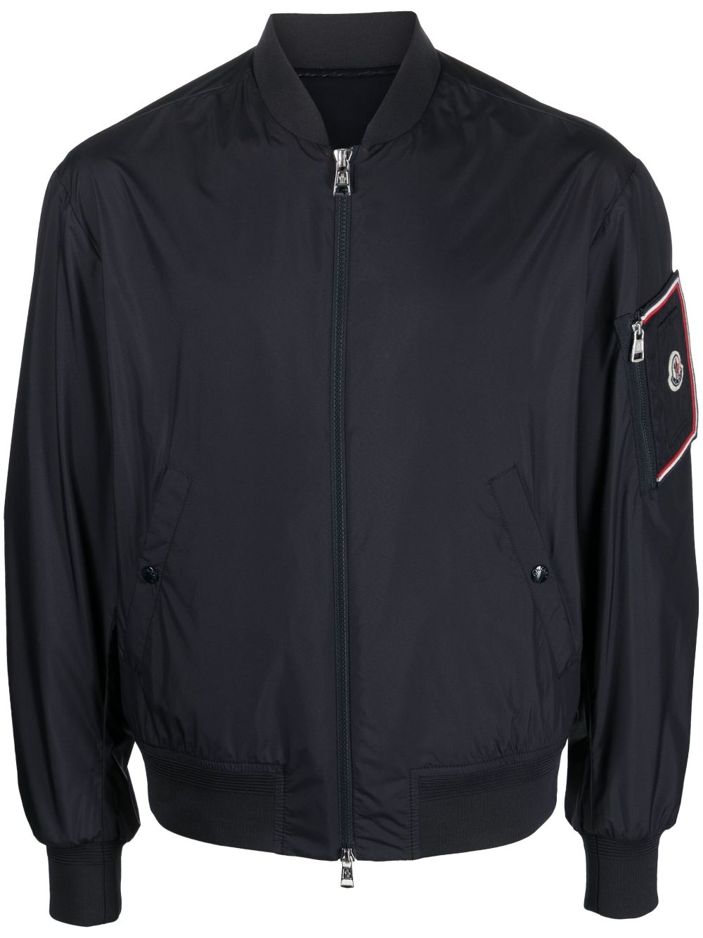 Moncler logo-patch zip-up bomber jacket - Blue