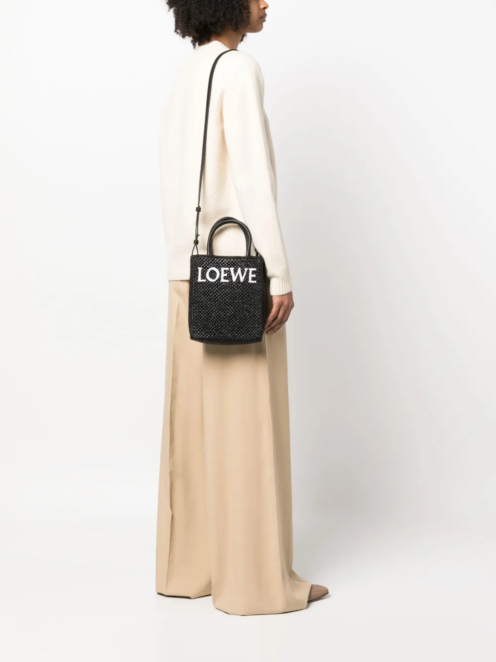  Loewe A5 Raffia Tote Bag - Black 