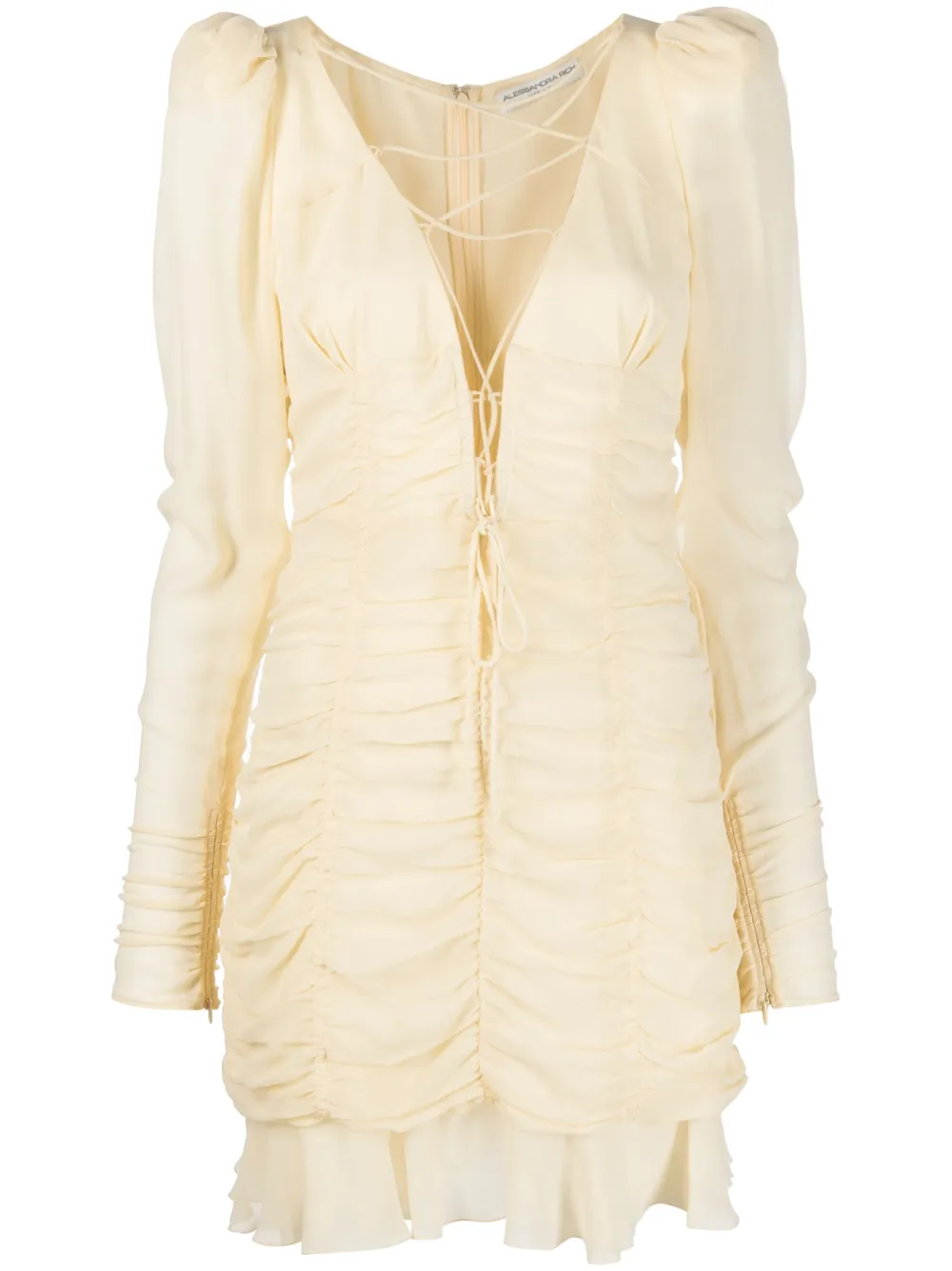 Alessandra Rich ruched silk minidress - Neutrals