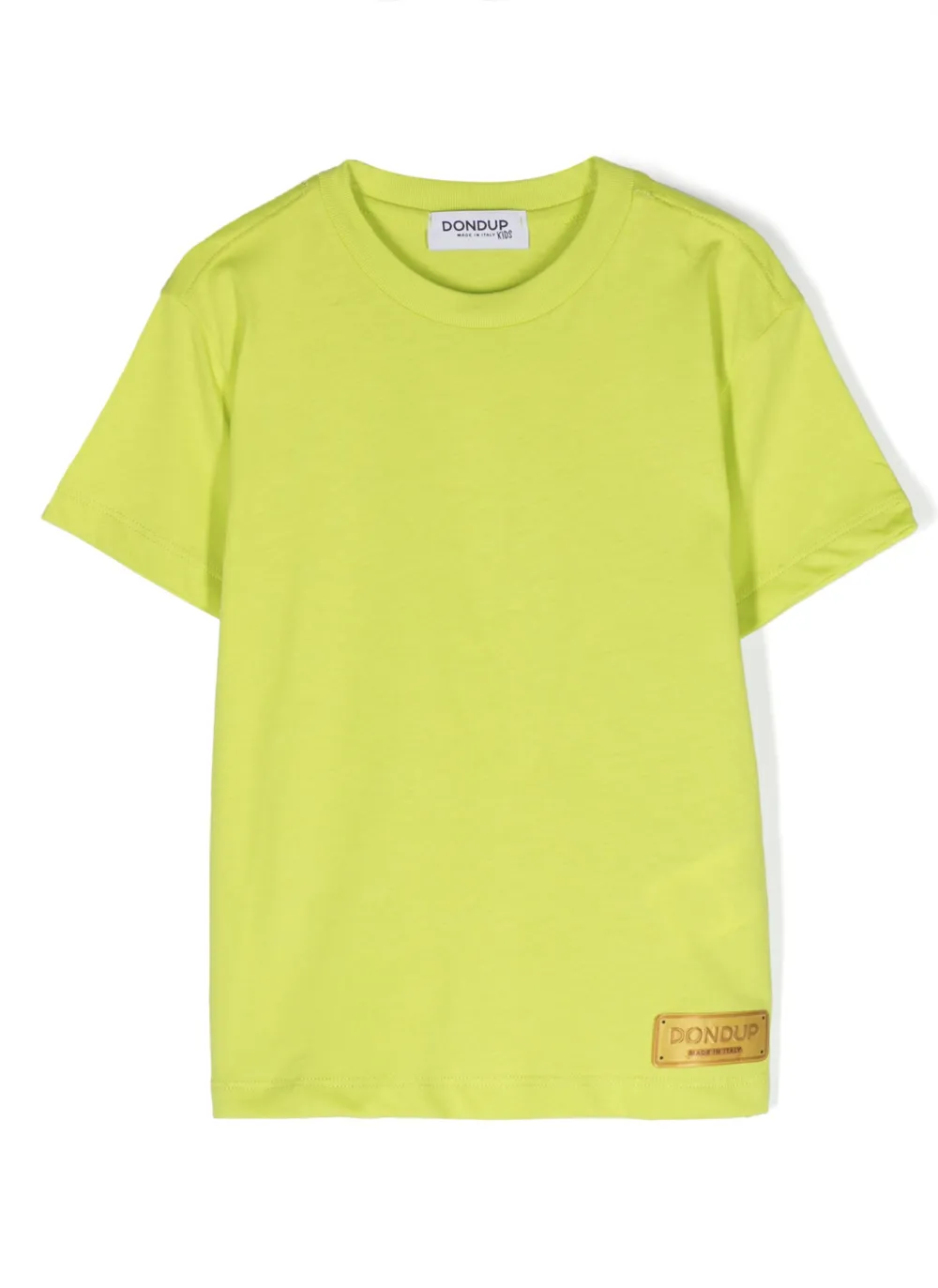 Dondup Kids' Logo-patch Cotton T-shirt In Lime
