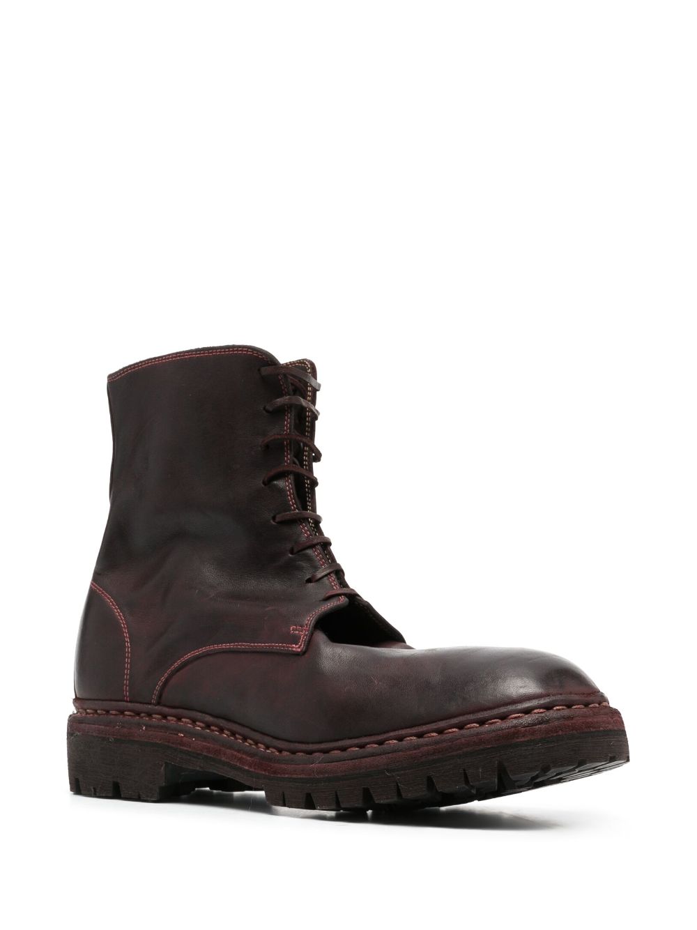 Shop Guidi Round-toe Leather Boots In Red