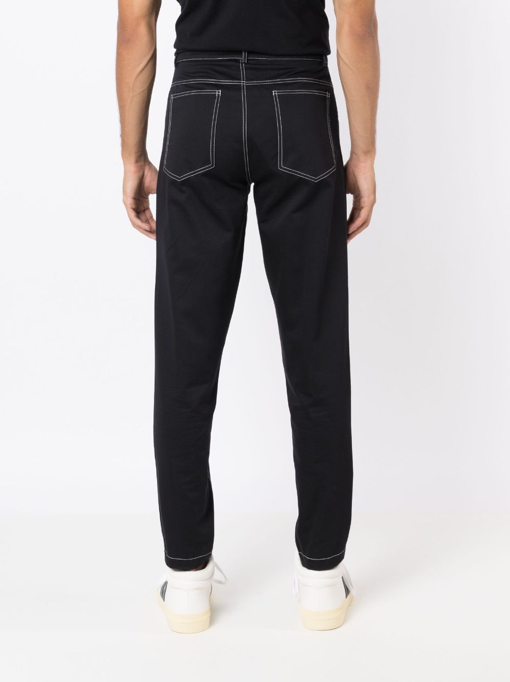 Shop Uma Raquel Davidowicz Contrasting-stitch Slim-cut Trousers In Black