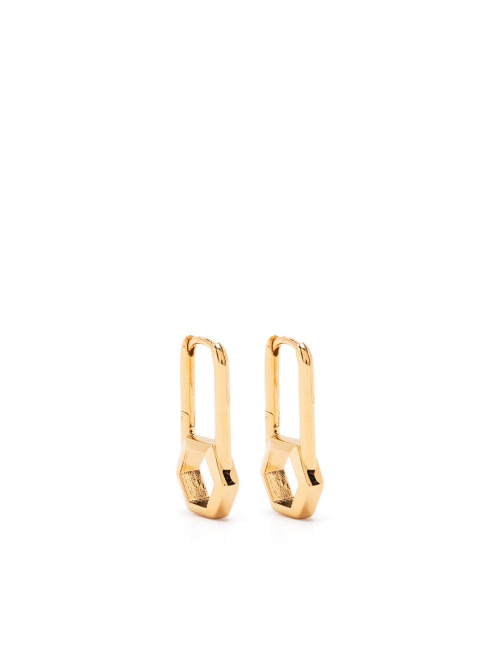 hexagonal-padlock hoop earrings