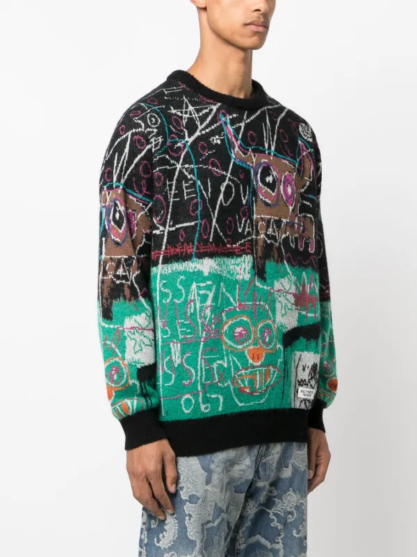 WACKO MARIA Jean-Michel Basquiat intarsia-knit Jumper - Farfetch