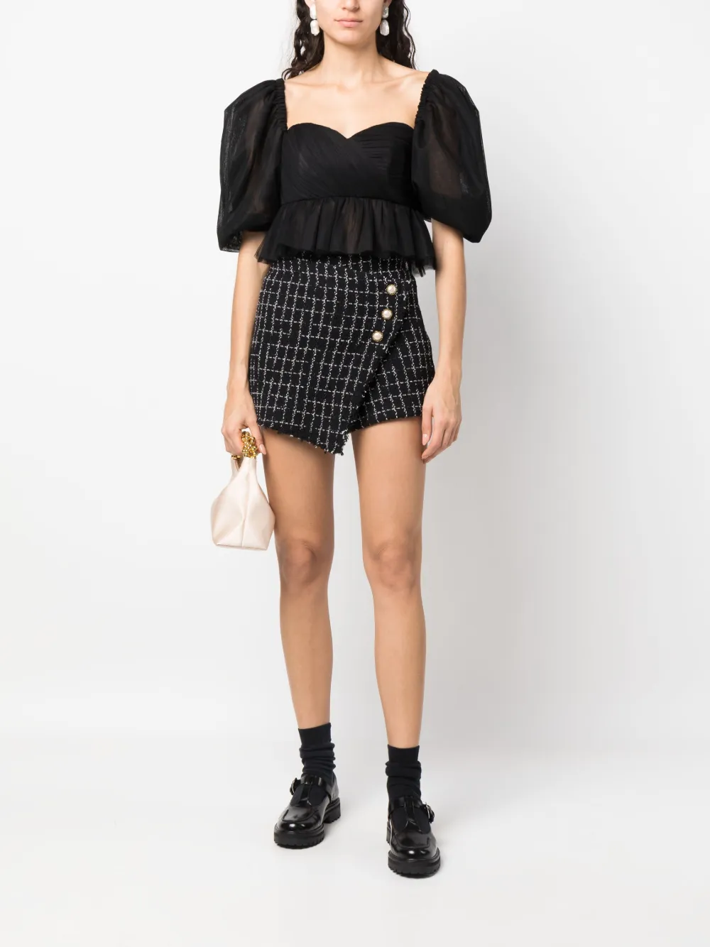 PINKO Tweed shorts - Zwart