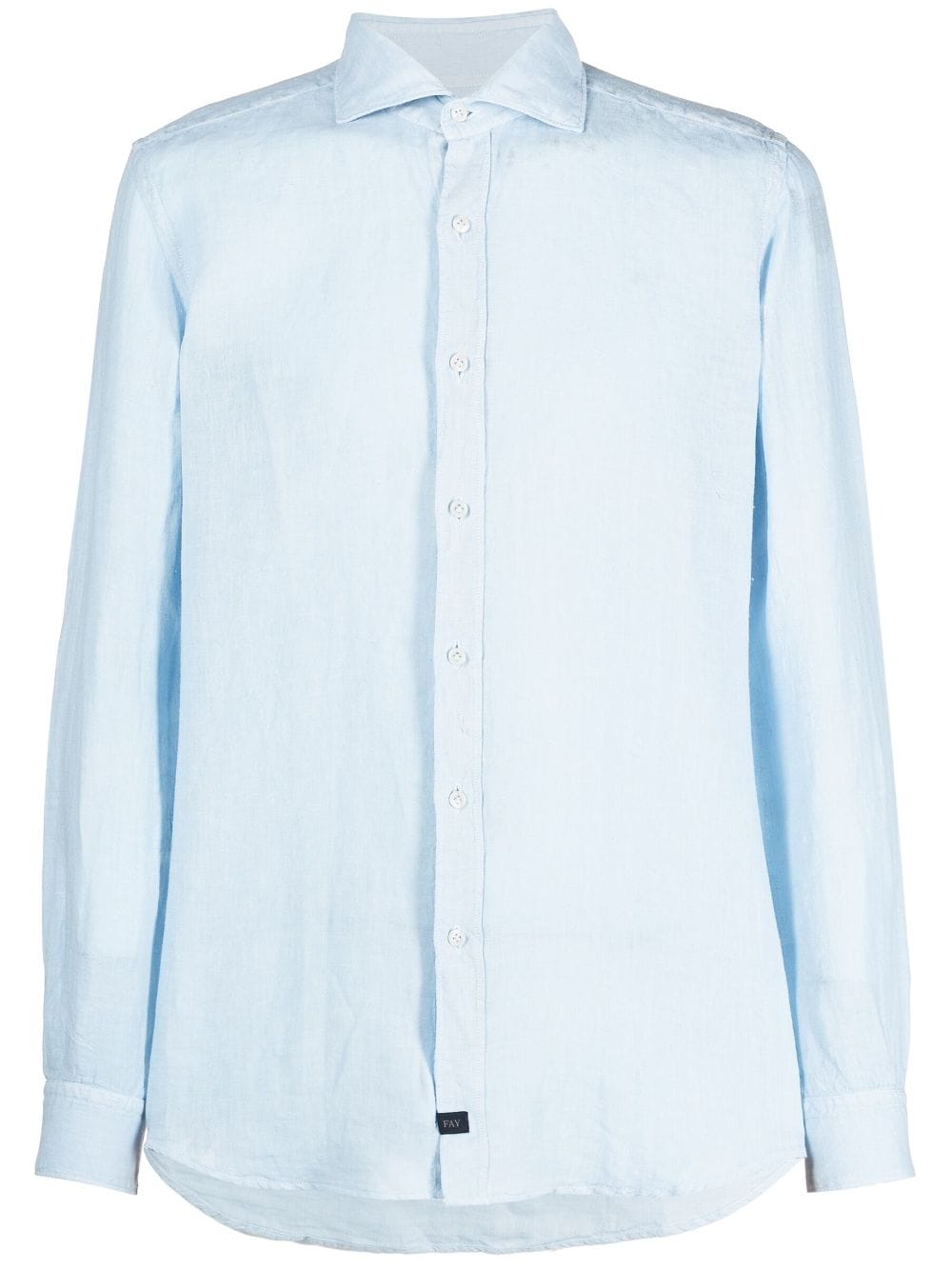 Shop Fay Long-sleeve Linen Shirt In Blue