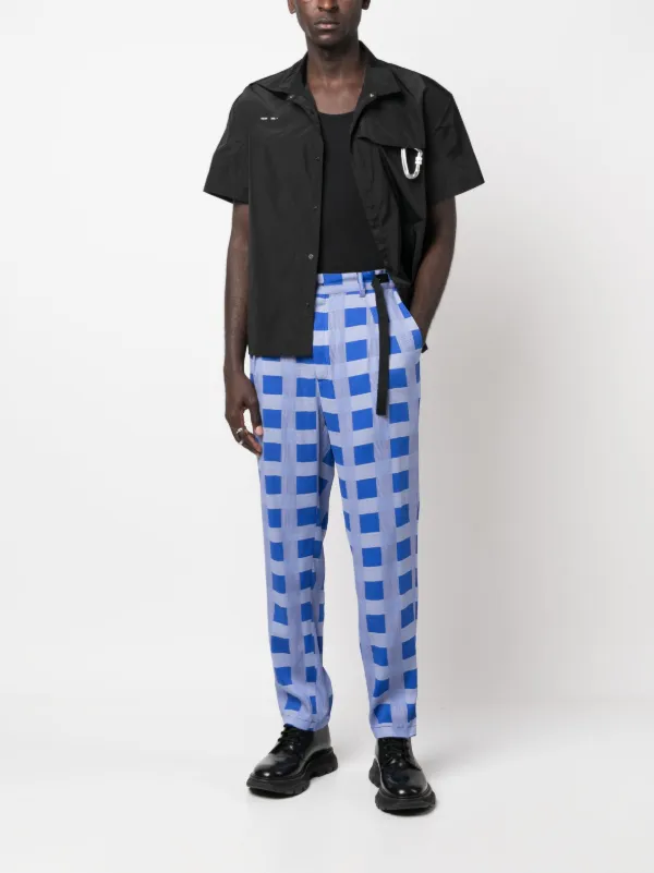 4SDESIGNS チェック パンツ | ブルー | FARFETCH JP