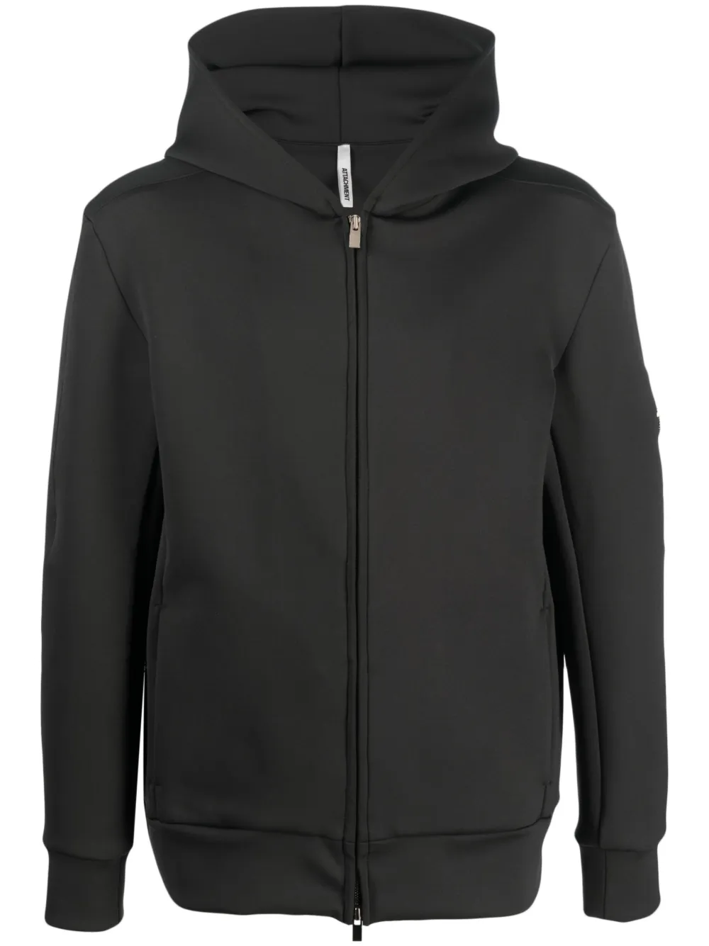Attachment high-neck zip-up hoodie - Grey