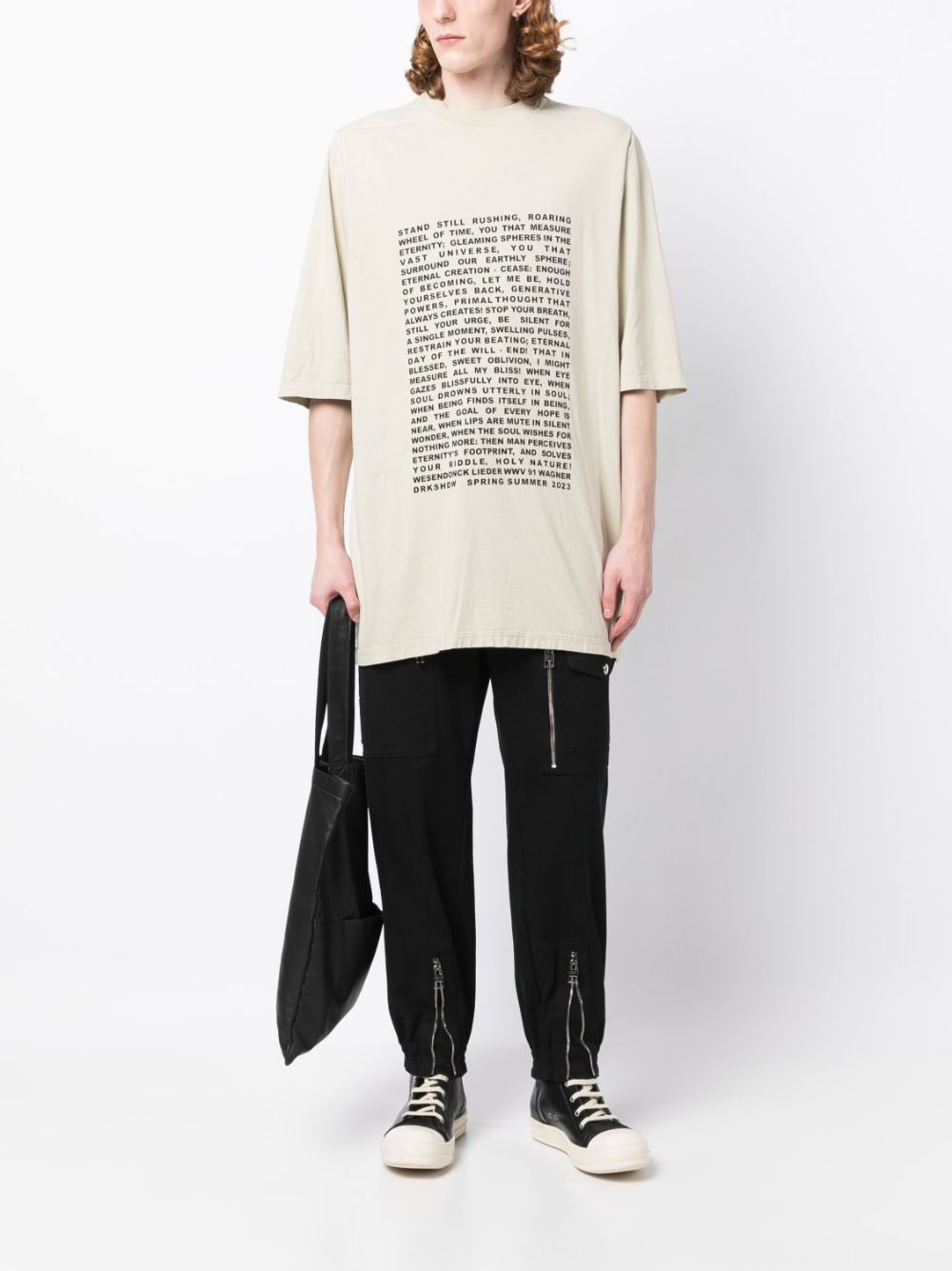 Shop Rick Owens Drkshdw Graphic-print Short-sleeved Cotton T-shirt In Neutrals