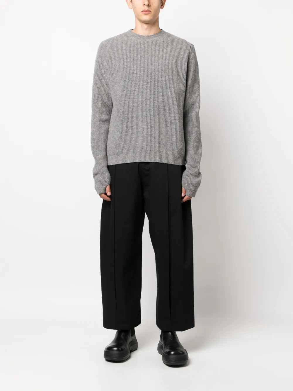 box-pleat wide-leg trousers