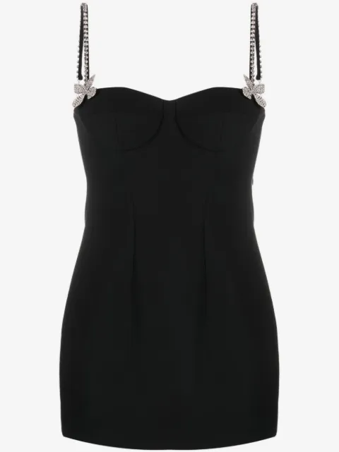 AREA butterfly crystal-embellished mini dress