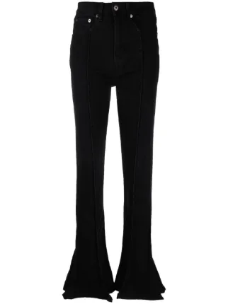 Blank NYC Black Ruffle Crop outlet Trumpet Flare Jeans Women size 25