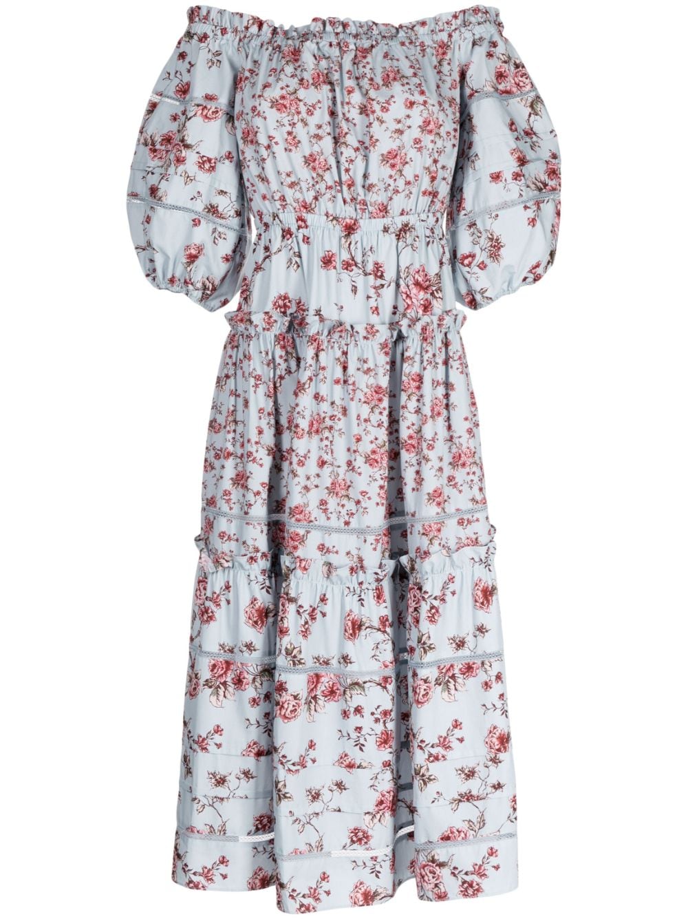 Ayana floral-print off-shoulder midi dress