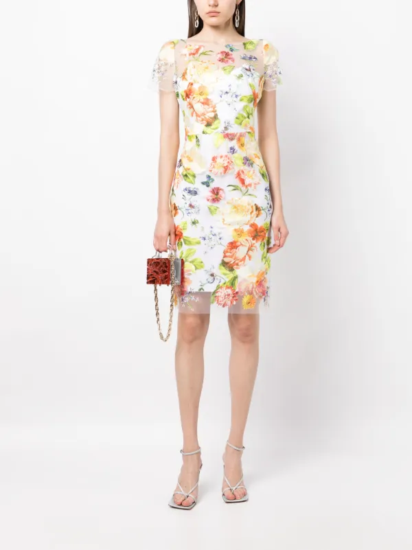 花柄★チュール★タフタ★ワンピース★ MARCHESA NOTTE 再販売セール！ Marchesa Notte マルケッサノッテ メタリック