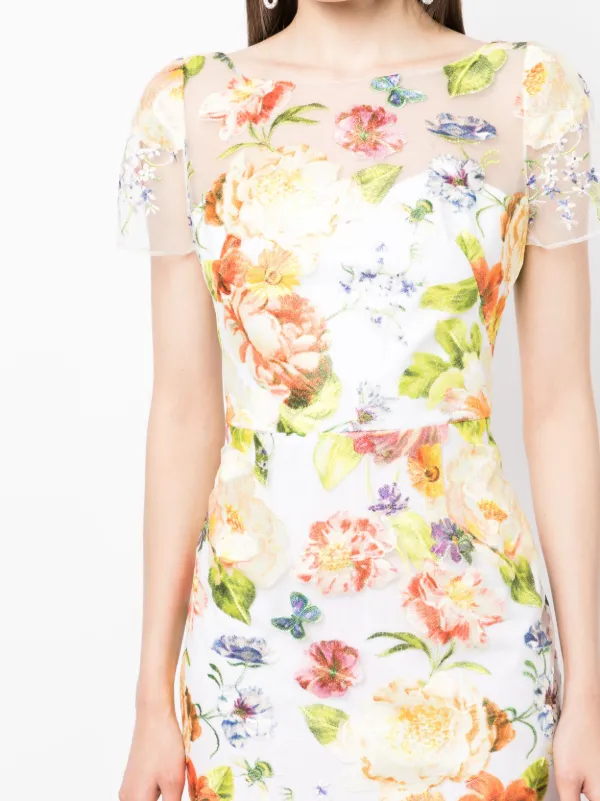 花柄★チュール★タフタ★ワンピース★ MARCHESA NOTTE 再販売セール！ Marchesa Notte マルケッサノッテ メタリック