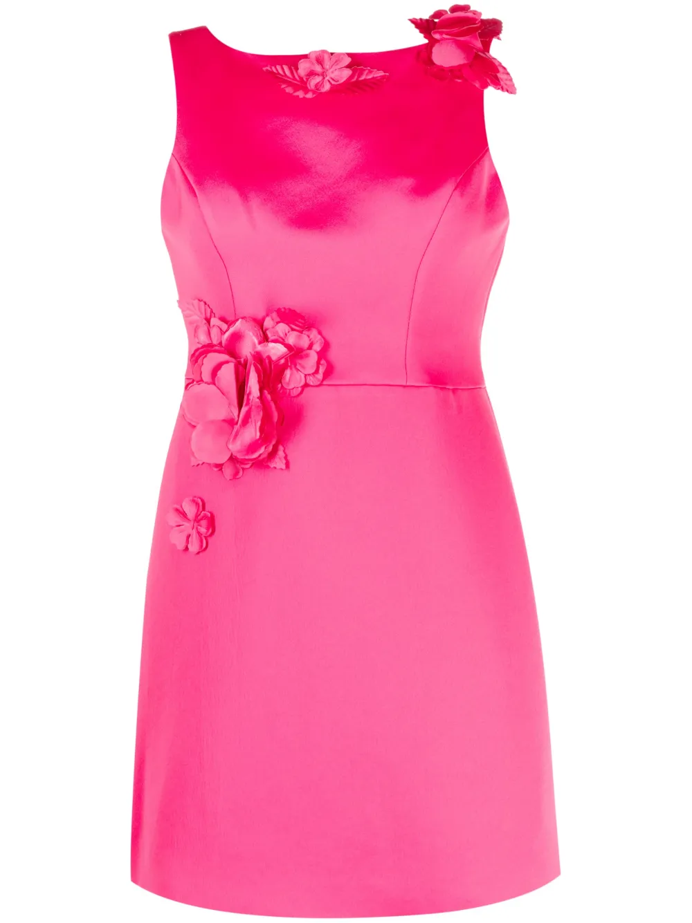Marchesa Notte Duchess Sleeveless Floral Applique Mini Dress In Red