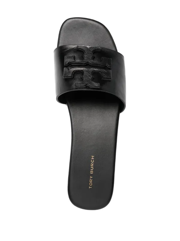 Tory Burch logo-patch Detail Sandals | Black | FARFETCH