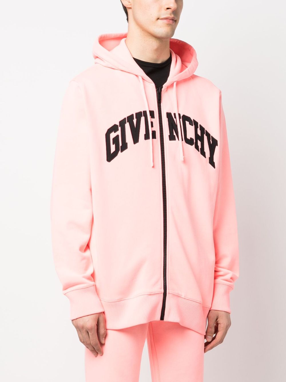 Shop Givenchy Logo-embroidered Cotton Hoodie In Pink