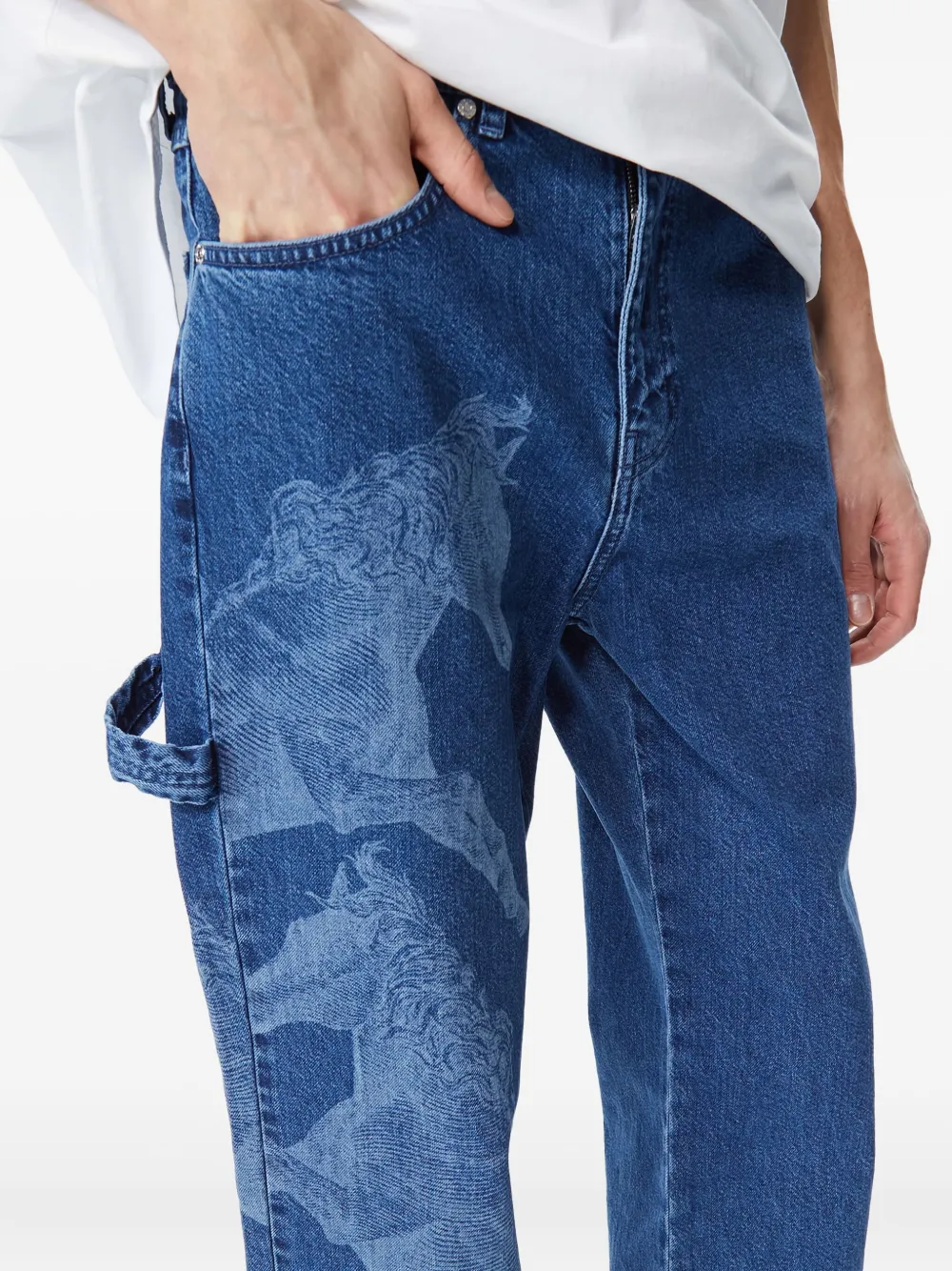 Les Benjamins Jeans met paardenprint Blauw