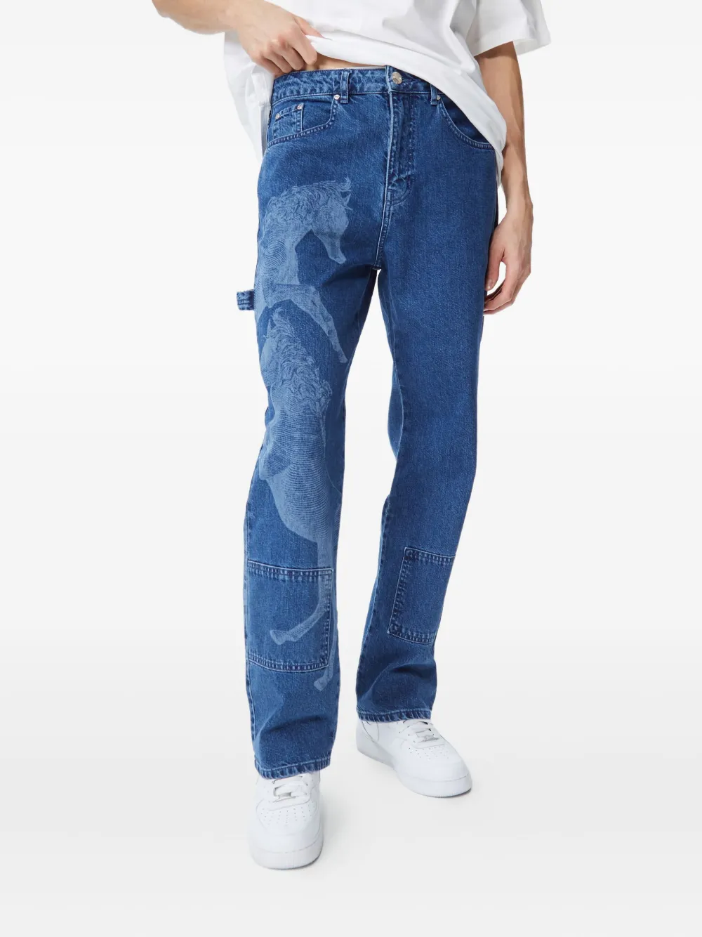 Les Benjamins horse-print jeans | Blue | Image 1