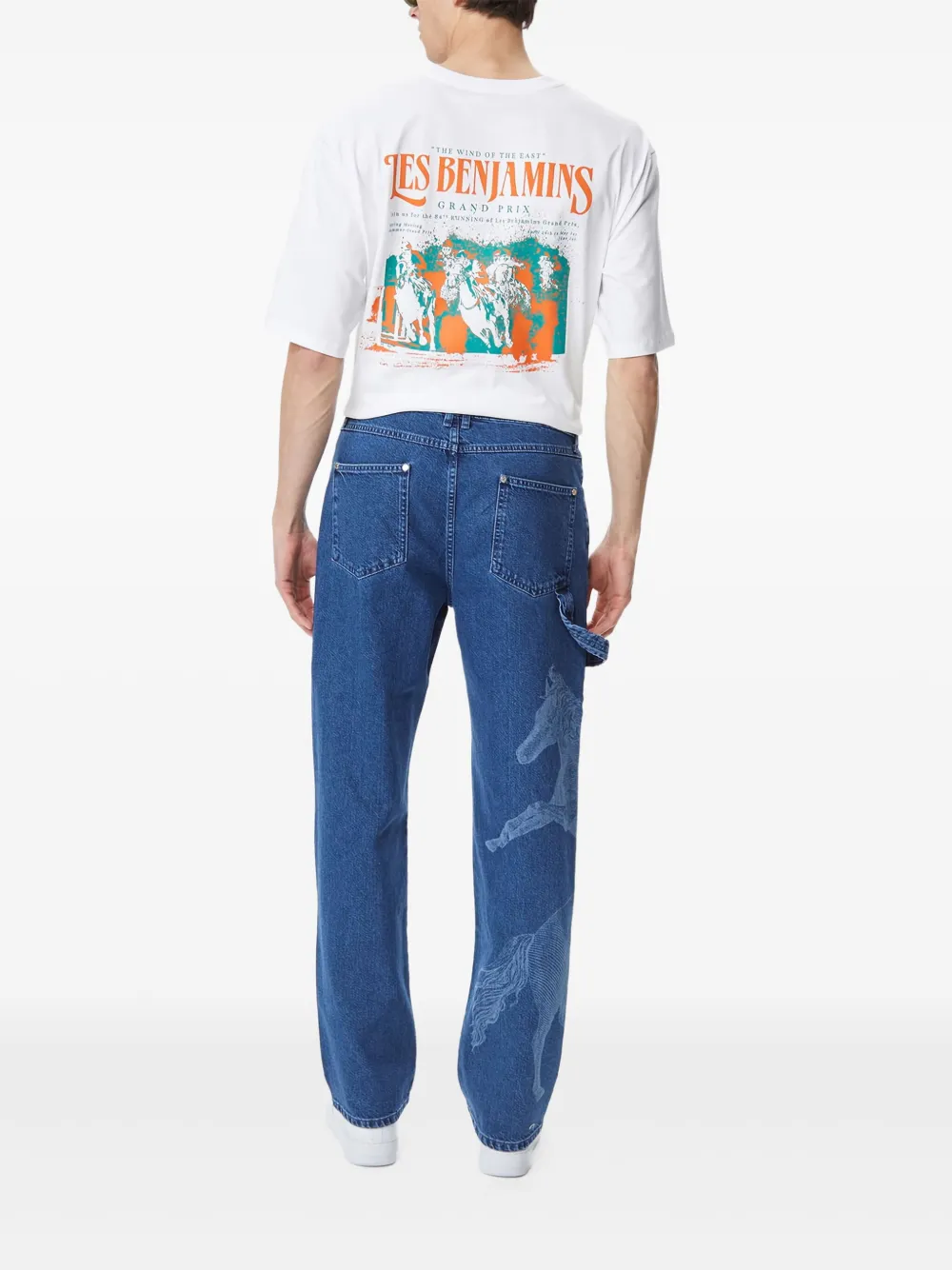 Les Benjamins Jeans met paardenprint Blauw