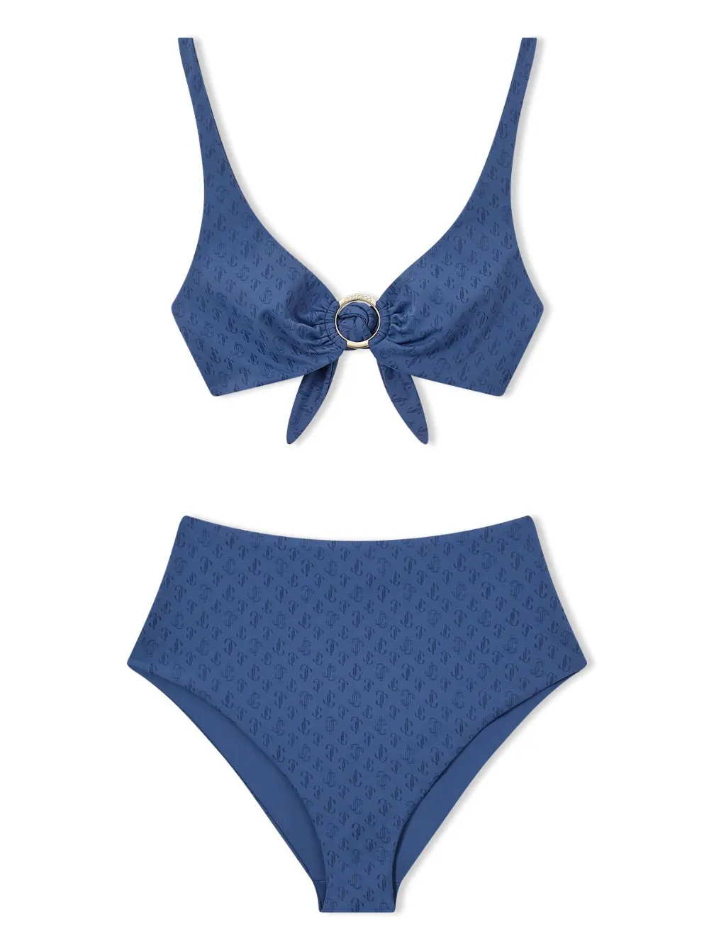 Jimmy Choo Logo All Over Triangle Bikini Top In Blau