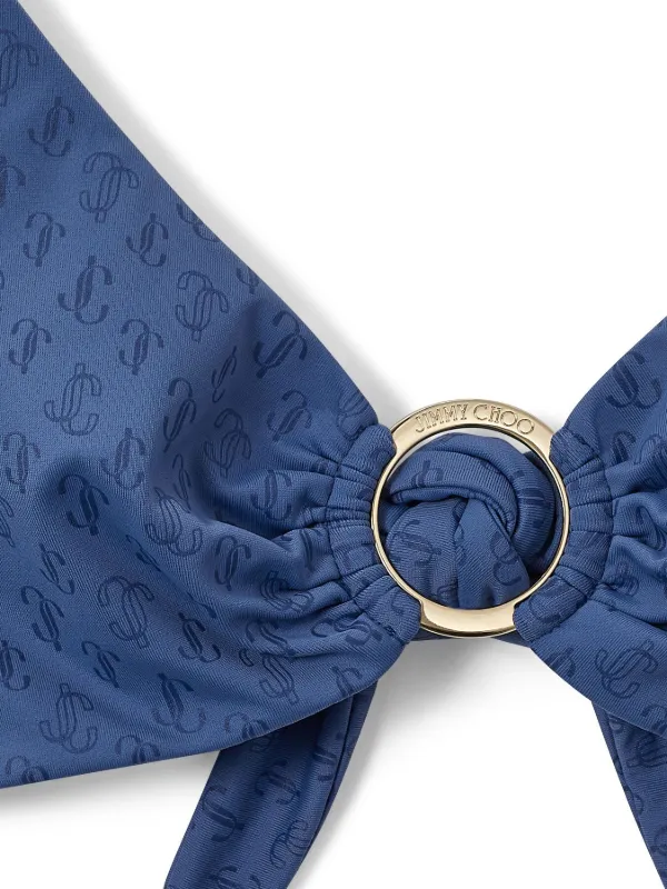 Jimmy Choo Sira logo-print Bikini Top | Blue | FARFETCH