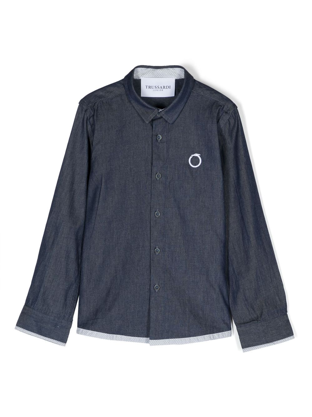Trussardi Junior Kids' Embroidered-logo Cotton Shirt In Blau