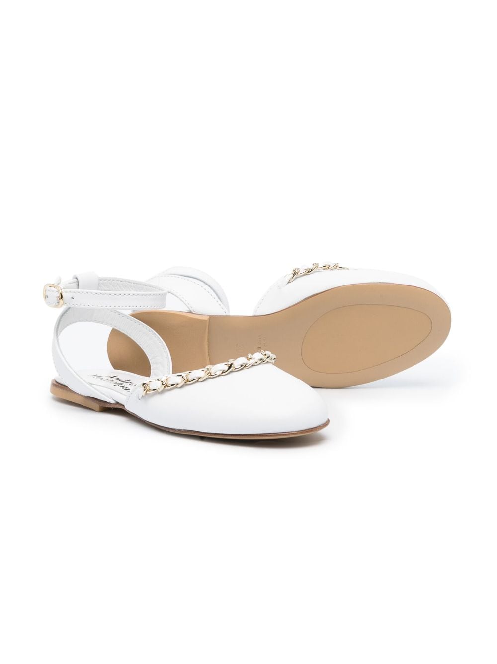 Shop Andrea Montelpare Chain-detail Buckled Ballerinas In White