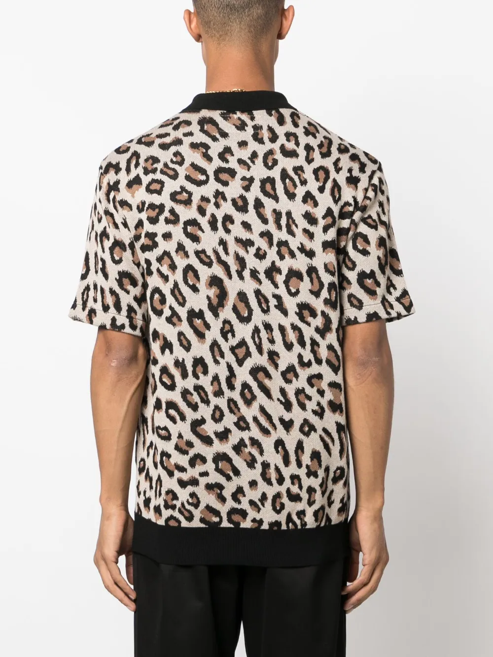 WACKO MARIA intarsia-knit Leopard Polo Shirt - Farfetch