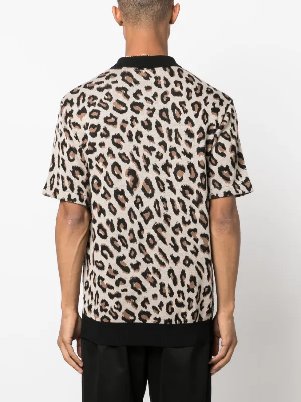 WACKO MARIA intarsia-knit Leopard Polo Shirt - Farfetch