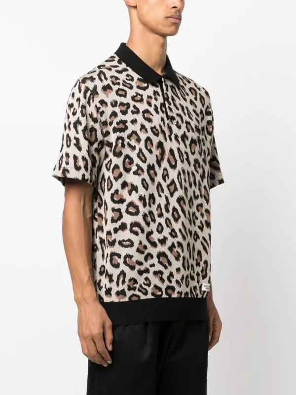 WACKO MARIA intarsia-knit Leopard Polo Shirt - Farfetch