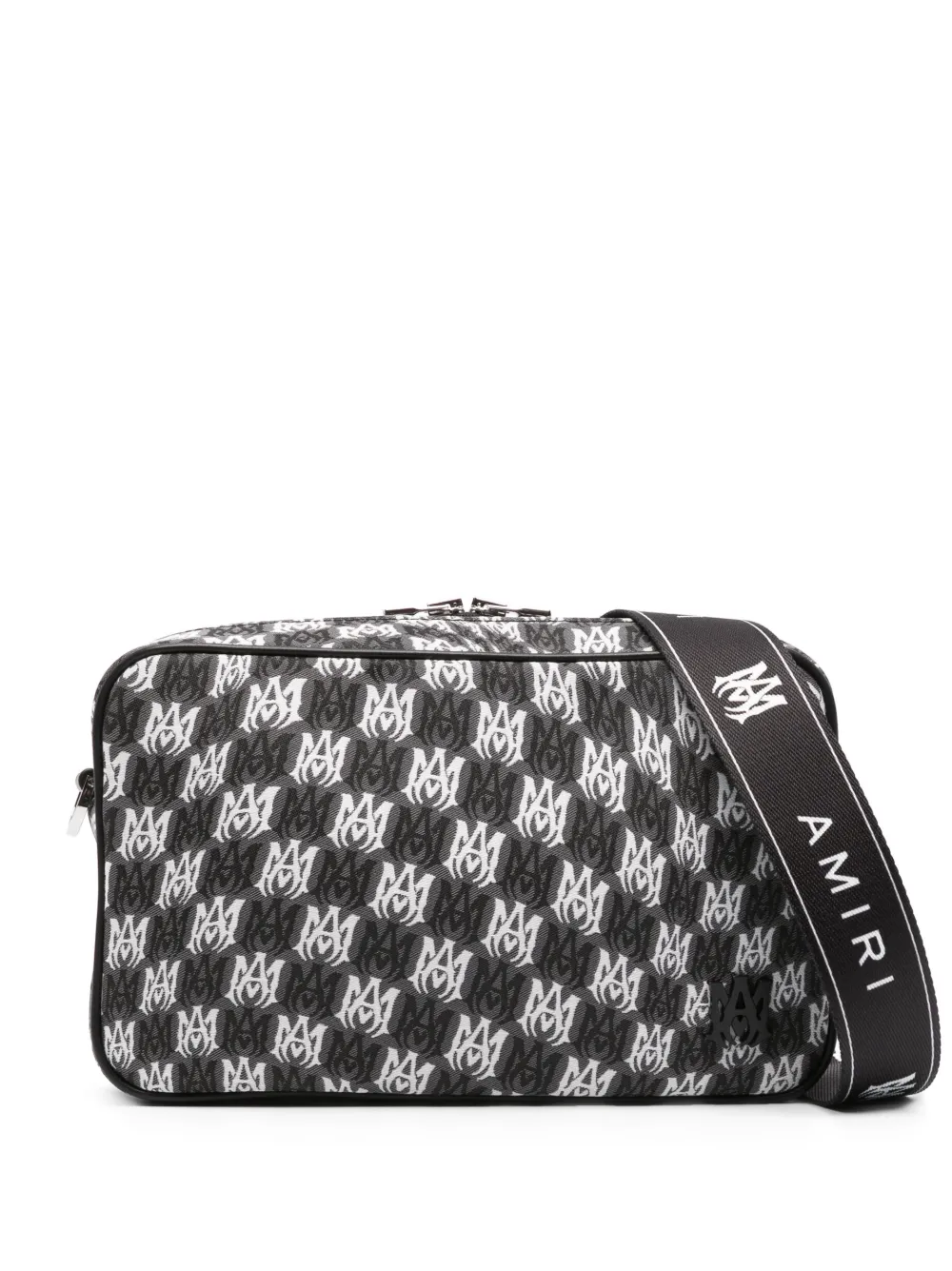 Amiri Wavy Monogram Messenger Bag In Black