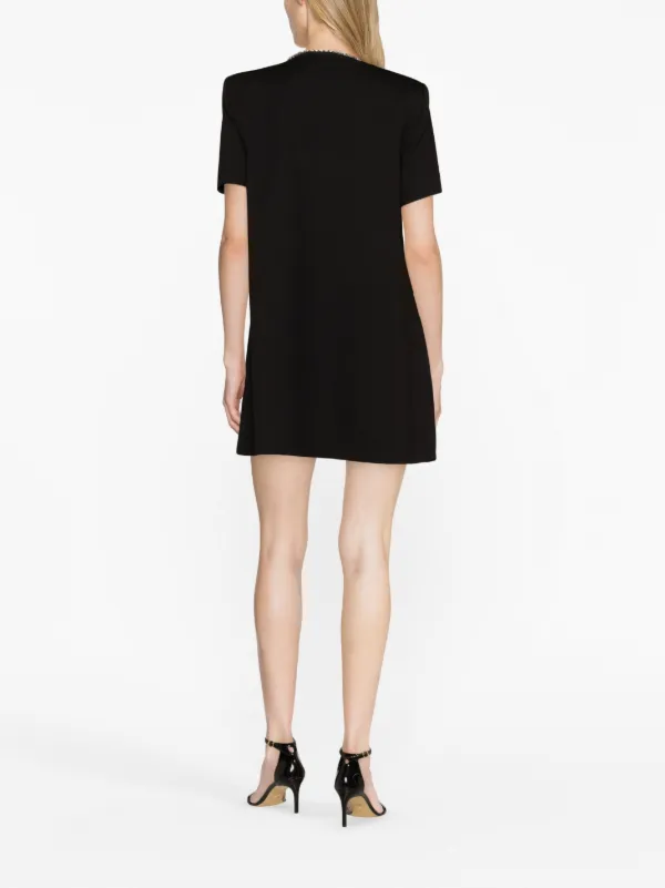 AREA Crystal Bow V-neck Minidress - Farfetch