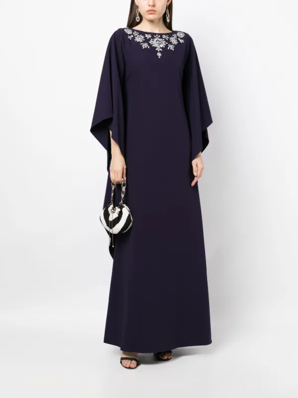 Marchesa Notte Crystal Embellished Kaftan - Blue - 14