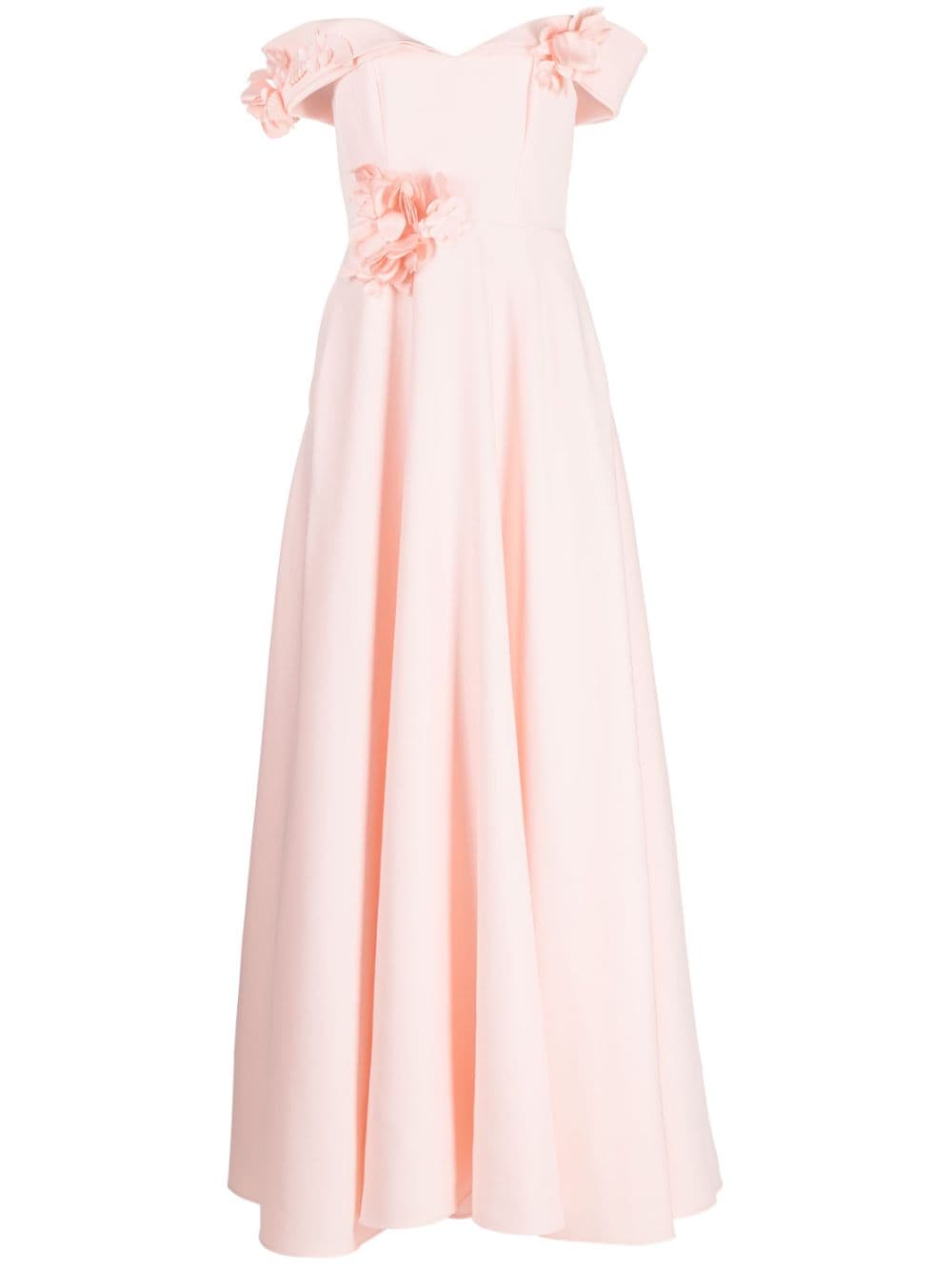 Shop Marchesa Notte Duchess Satin-finish Ball Gown In Pink