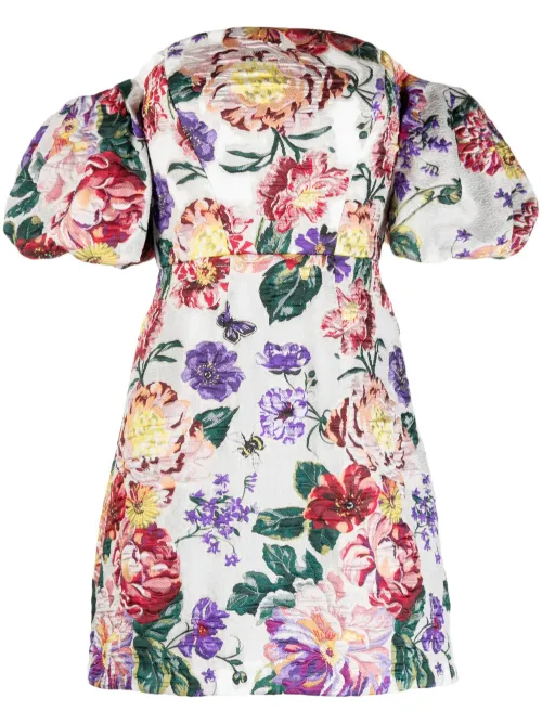 Robe courte à fleurs brodées - Marchesa Notte - Modalova