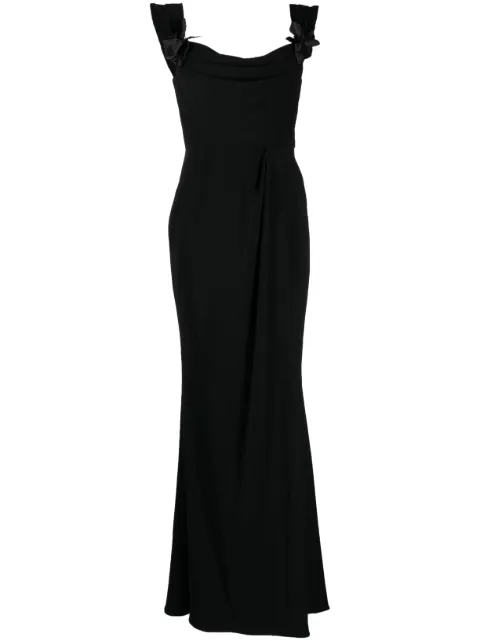 Marchesa Notte flower-applique sleeveless gown