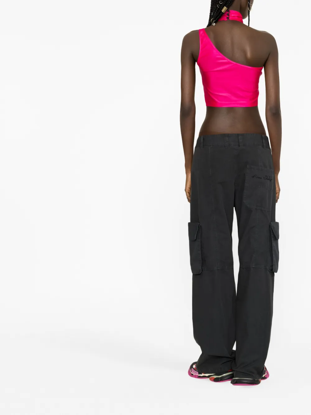 Versace Jeans Couture Baroque-buckle Cropped Top In Rosa