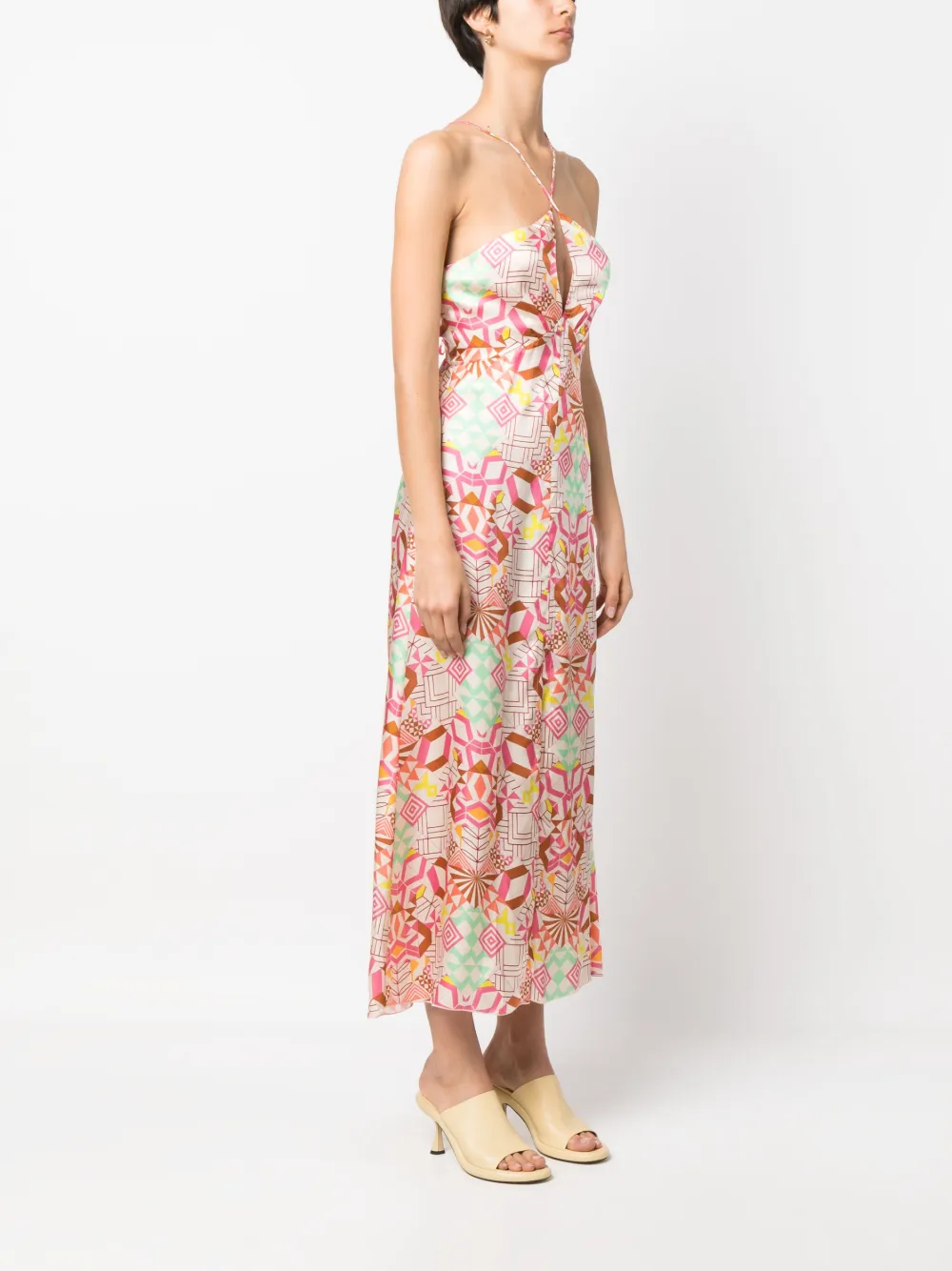  Forte Forte Geometric-pattern Midi Dress - Neutrals 