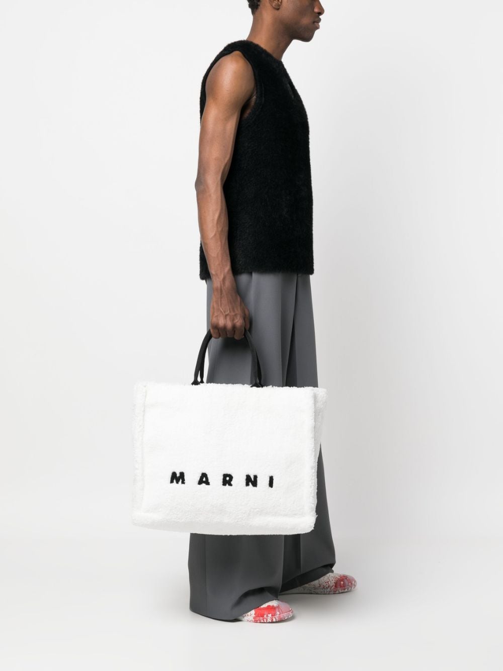 Marni Shopper met logo-reliëf - Wit
